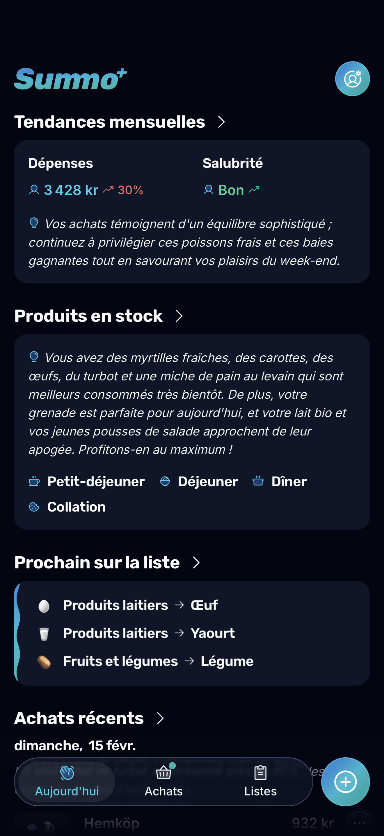 Votre journée en un coup d'œil